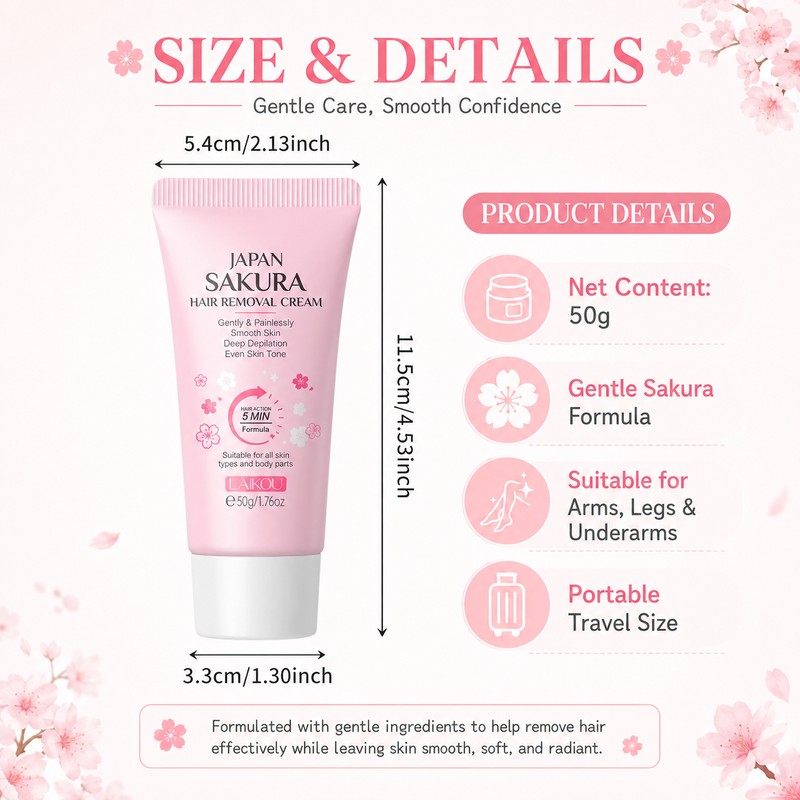 Sakura Hair Removal Cream for Smooth Skin – Gentle Fast-Action