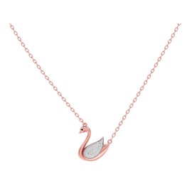 Swan Pendant Necklace 925 Sterling Silver Rose Rhodium | Elegant Dailywear Jewelry | Women's Gift for All Occasions