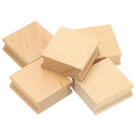 PATIKIL 50x50mm Blank Wood Rubber Stamp Mounts, 5Pcs Wooden Rubber Stamp Handle Hard Wooden Blocks for Making DIY Crafting, Brown