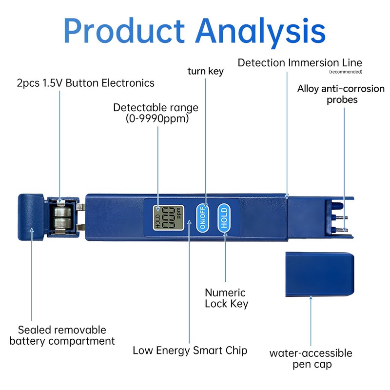 TDS Meter Digital Water Tester, 0-9990ppm High-Precision Water Quality Tester