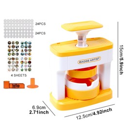 Button Maker Machine, Badge Machine, Pin Press Machine DIY Badge Making Machine, Badge Punch Press Kit, DIY Round Button Maker with 48 Patterns and 48 Button Parts Cute Press Pin Maker(Color:Yellow)