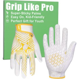 Pixel Panda - Guantes de fútbol juvenil para niños y niñas, guantes de fútbol con bandera blanca y negra con agarre superadhesivo, guante receptor ancho XS-XL para niños 5-14, el mejor regalo para