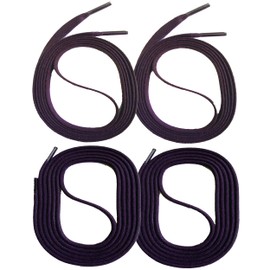 SNORS 2 Pairs of Waxed Round and Flat Shoelaces, 18 Colours, 45-150 cm, Tear-Resistant, Stable, Cotton Shoe Laces for Business, Leather Shoes, Boots, purple