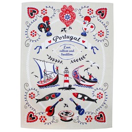 Pinheiro & Pinheiro, Lda Portuguese Icons Heart & Lighthouse Themed Decorative Kitchen Dish Towels - 100% Cotton, Made in Portugal