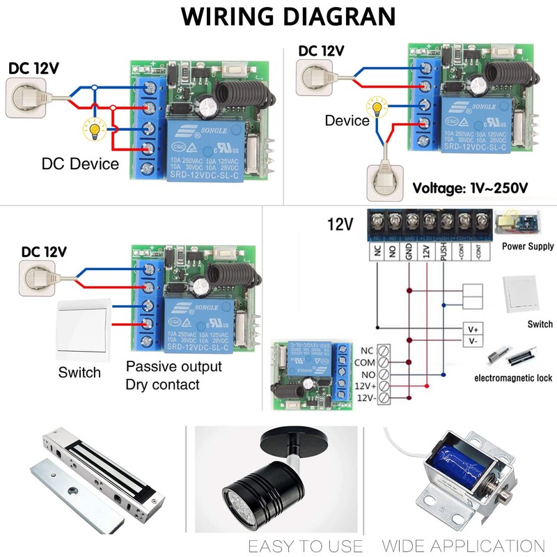DieseRC 3pcs Relay Receivers with 2 Transmitters 433Mhz Wireless Remote