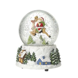 Heaven Sends Santa on Reindeer Musical Christmas Snow Globe