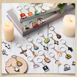 Seenelling 40 Pcs Christian Party Favors Jesus Keychains Bulk Gifts Religious Bible Verse Inspirational Charms for Women Men Birthday