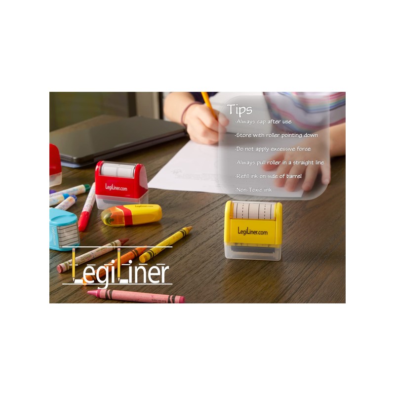 LEGILINER GREEN Dotted Thirds Handwriting Lines, Rolling, self-Inking Stamp. Handwriting