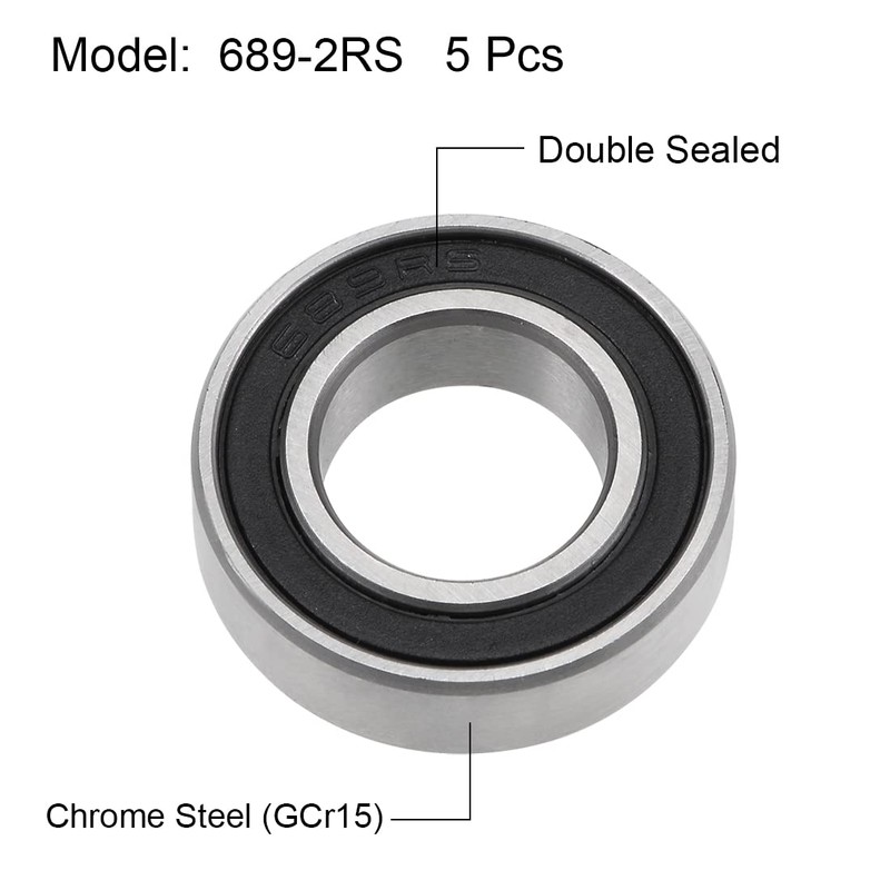 sourcing map Deep Groove Ball Bearings 689-2RS 9 mm Inner