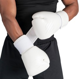 Sanabul Battle Forged Muay Thai Gloves Traditional Kickboxing Gloves Professional Muay Thai Boxing Gloves - White, 10 oz