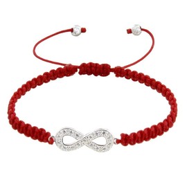 Les Poulettes Jewels - Sterling Silver Bracelet Infinity and Rhinestones Braid Link Red by Les Poulettes Jewels