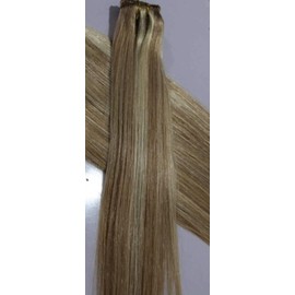 Hair Faux You 18" Machine Weft Hair Weave, Sew In,100 grams,100% Human Hair Extensions Weft #18/613 Dark Blonde mixed with Platinum Blonde