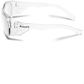 ProtectX Safety Glasses Clear Frame Scratch Resistant Anti Fog Polycarbonate Lenses ANSI Z87.1 Rated with UV Protection