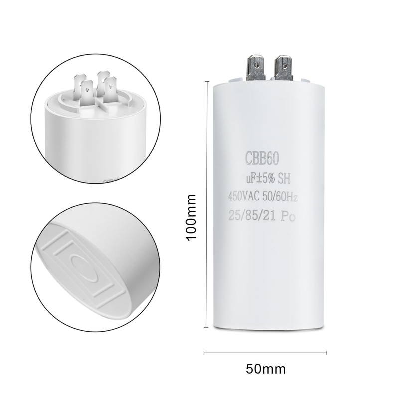 Iruihoo CBB60 75UF Starting Capacitor Capacitor Plug 450V 750µF Capacitor