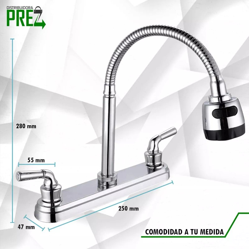 Prez Grifo Mezcladora Fregador Llave Inoxidable Flexible Sp-80094