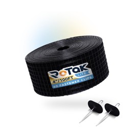 ROTAK Critter Guard - 4in x 100ft Solar Panel Bird Guard with Fastener Clips - Galvanized Black PVC Coated ½ inch Wire Roll Mesh (4" x 100' with 60 Fastener Clips)