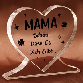 Funnli Gifts for Mum, Heart-Shaped Acrylic Decoration, Birthday Gift for Mum, Mother's Day Gifts, Gift Mother Wife for Easter, Mother's Day, Birthday, Christmas