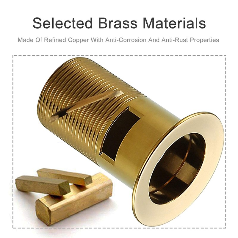 SWHYGER Champagne Bronze Sink Drain with Overflow,Brass Bathroom Sink 1