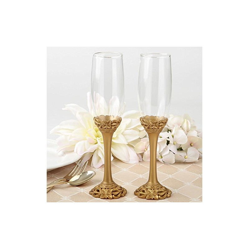 Fashion Craft 2527 Gold Lattice Botanical Collection Flute Set One