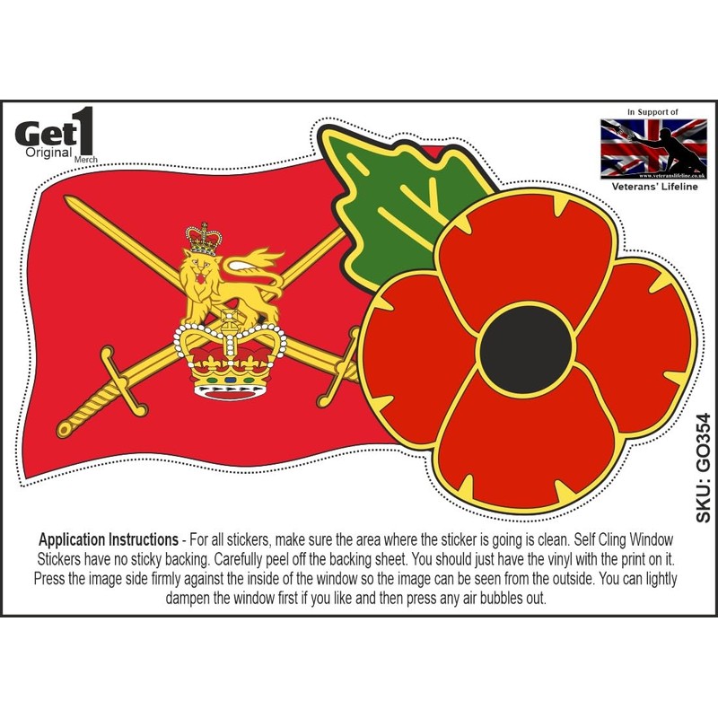 Poppy Day Car Window Sticker with Poppy and British Army