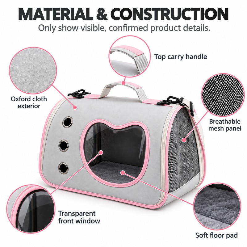 HTMCK Foldable Pet Carrier Bag – Breathable Soft-Sided Shoulder Travel