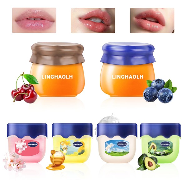 Bee Lip Balm Honey Pot Set,6PCS Moisturizing Lip Mask for