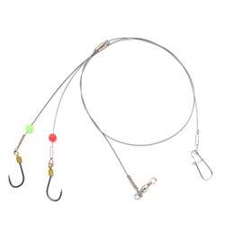 PDXGGB Fishing Hook Rigs with 49 Strands Steel Leaders-Saltwater Surf Fishing Tackle Kit Heavy Duty Hooks 7 * 7 Strands Steel Wire with Nylon-Coating Leader (10#, 2 Hooks Rig)