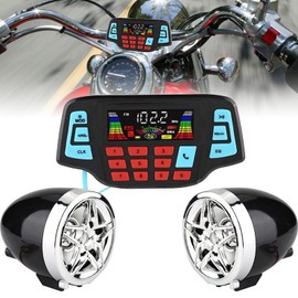 KIMISS Motorcycle Speakers - Audio Sound System with Amplifier, BT MP3 Player, USB & Memory Card Support