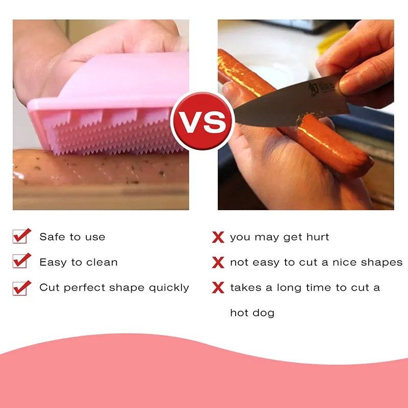 Hot Dog Slicing Cutter Tool – Plastic Sausage Slicer for