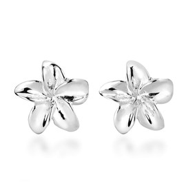 AeraVida Petite Hawaiian Plumeria Flower Sterling Silver Post Earrings | Delicate Floral Studs for Women | Tropical Island-Inspired Jewelry