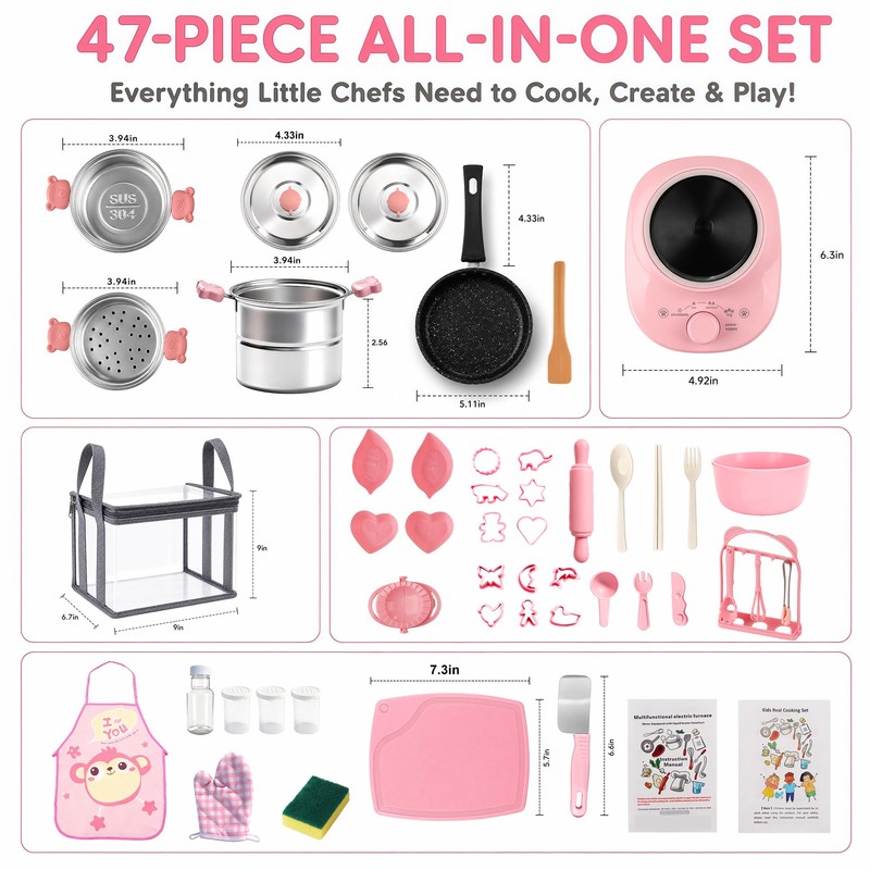 Cogwak Kids Real Cooking Sets Montessori Mini Kitchen Toys for
