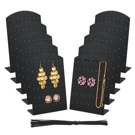 JINTANG Earring Holders, 48 Holes Stud Display Stand, L-shaped Earring Jewellery Display Plastic Display Stand, Earring Stand with 30 Pieces DIY Cable (Black)