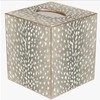 Marye-Kelley, Taupe Antelope-Print Paper Maché Cubed Tissue Box Cover, Gold