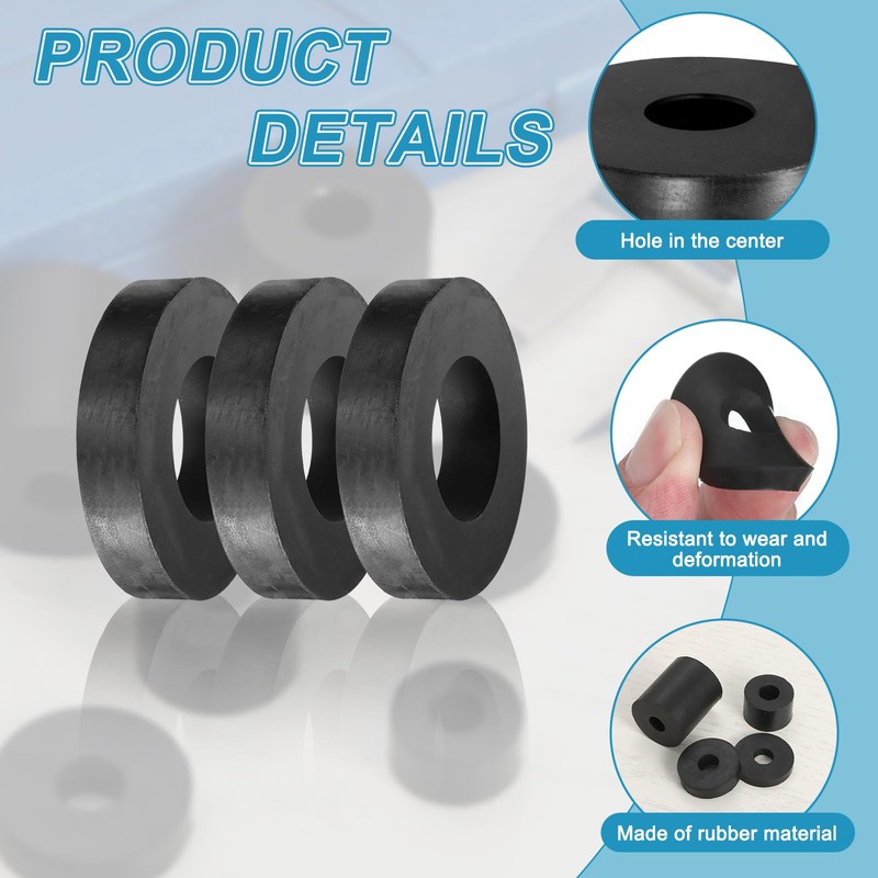 sourcing map 16 Pcs Rubber Spacers 50mm OD x 26mm