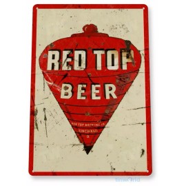 RED TOP BEER TIN SIGN 11X8  BREWING BREWERY CINCINNATI OHIO BAR PUB COMPANY