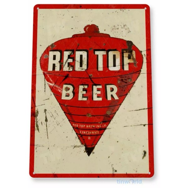 RED TOP BEER TIN SIGN 11X8 BREWING BREWERY CINCINNATI OHIO