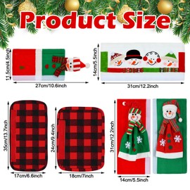 Christmas Refrigerator Door Handle Cover Santa Snowman Kitchen Appliance Handle Covers Decorations for Fridge Microwave Oven Dishwasher Christmas Handle Protector (Snowman, Buffalo Plaid)