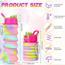 Sunnyray 30 Pack Collapsible Water Bottles 17oz Silicone Portable Water Bottle Bulk Foldable Leak Proof Water Bottle Reusable Camouflage Sports Bottles with Clip for Travel Hiking Camping Outdoor
