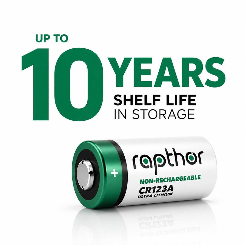 rapthor CR123A 3V Lithium Batteries, 40-Pack, 1650mAh Non-Rechargeable