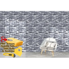 AutoGoody 3ft x 40ft 3D Stone Rock Wallpaper Background Vinyl Film Sticker Gray 36" x 480"