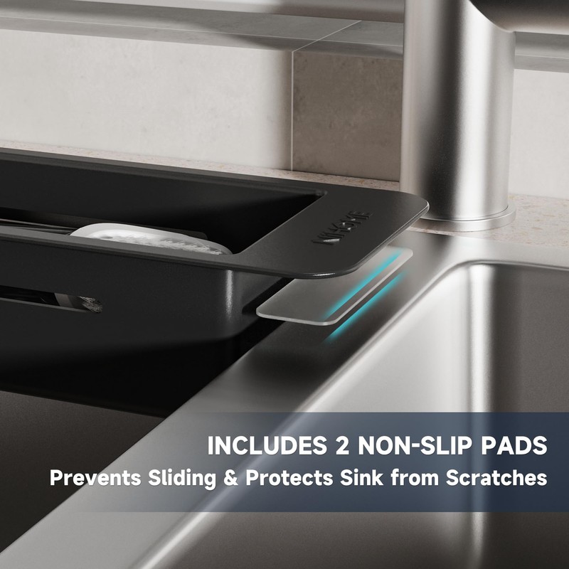 NiHome Extendable Over Sink Kitchen Organizer, Small Telescopic Brush Storage