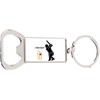 Cricket Stumps Bat Sport Rectangle Bottle Opener Metal Keyring and