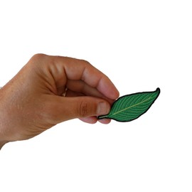 Green Leaf Patch - 3x1.25 inch. Embroidered Iron on Patch