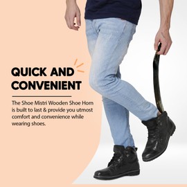 Shoe Mistri Real Horn Shoe Horn. Dress Shoe Horn for Men. Hand Crafted Luxury Horn Shoehorn for Home/Travel Use. Genuine Bull Ox Horns. A Fancy Natural Shoehorn Gift Idea | 12” Long