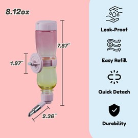 Leak-Proof Small Animal Water Bottle for Chinchillas, Birds, Hamsters, Guinea Pigs, Rabbits and Other Small Pets. (Pink, 8.12oz)