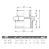 1/2" x 3/8" MALE x MALE REDUCTION NIPPLE UNION FITTINGS