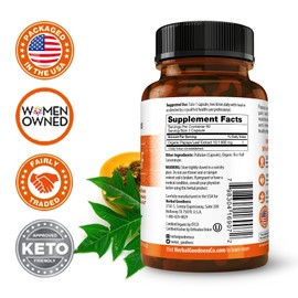 Papaya Leaf Extract Digestive Enzymes - 10X Strength 60/600mg Veg Capsules- Blood Platelet, Bone Marrow & Spleen Support, Immune Gut & Super Digestive Health - Made in USA by Herbal Goodness