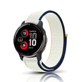 KeeFos 20 mm Bracelet Compatible with Garmin Forerunner 570 42 mm/165/245/645/Approach S50/S44/Vivoactive 6/5/Venu Sq 2/Venu 2 Plus, Nylon Replacement Sports Wristband - Cream White