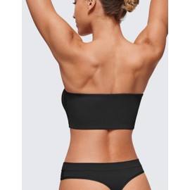 CRZ YOGA Softhold Womens Double Lined Strapless Bralettes - Tube Tops Bandeau Unlined Wireless Stretchy T-Shirt Everyday Bra Black Medium