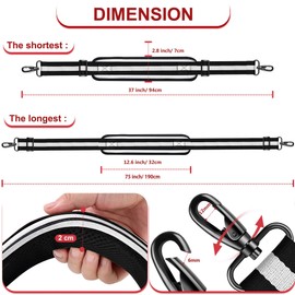 [ZINZ] Shoulder Strap 75" Bag Belt with Secure Pads and Dual Balance Buckle - Black-White-Black Stripe